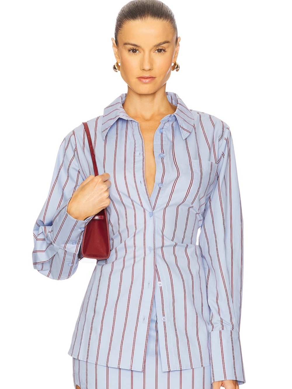 Line & Dot Blue Striped Button-Up 2 Piece Set